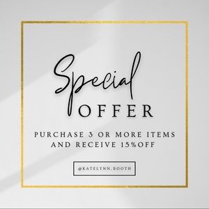 Make 3 or more purchases and receive a 15% discount!